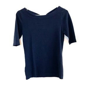 A navy blue blouse